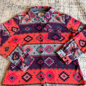 Legendary Whitetails Purple & Pink Aztec Fleece Button-Down – Size Large